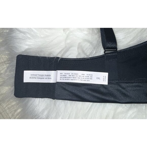 Auden Unlined Triangle Bralette Bra Satin WF Womens XXL 2XLarge Black New Nwt - Picture 7 of 7